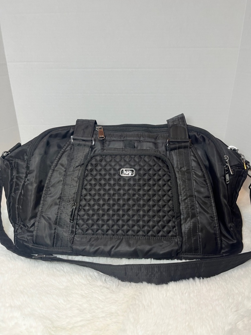 LUG Propeller Quilted Duffel Bag- Black, Gym Bag/ Carry On/ Weekender/Overnight
